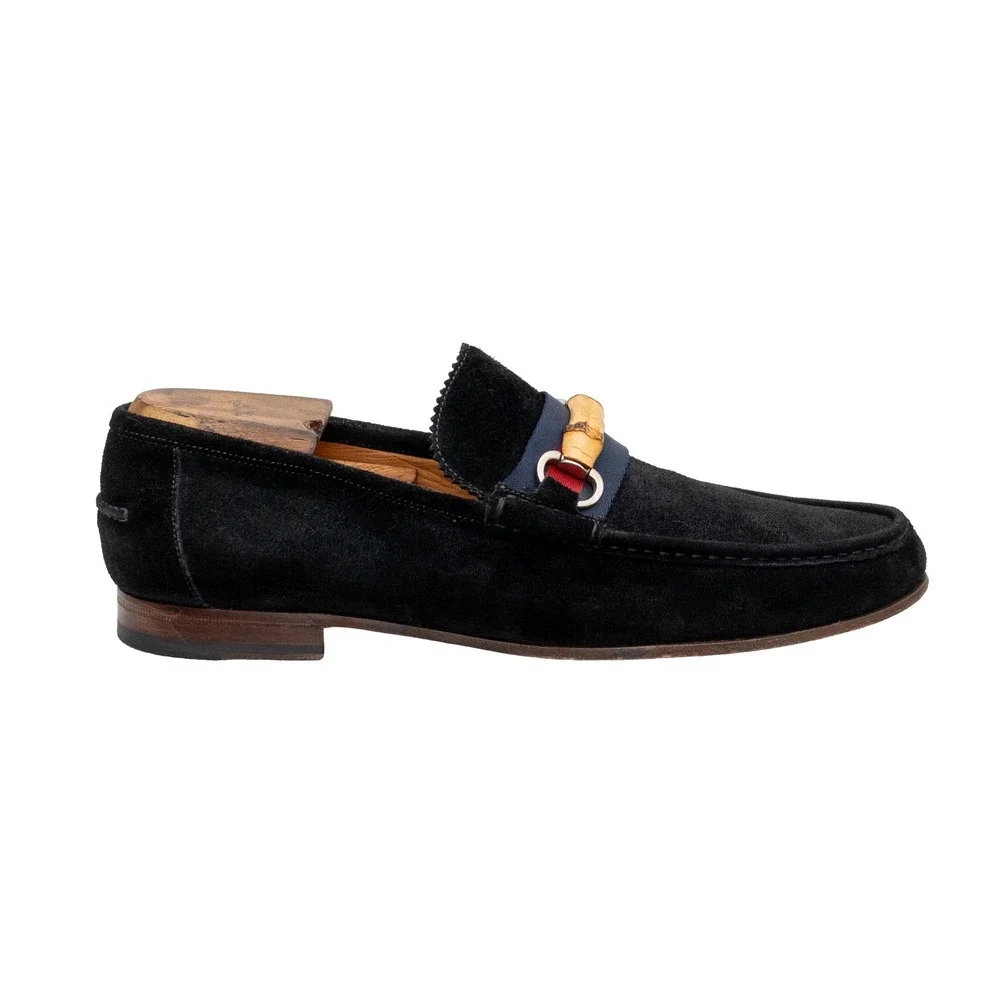 Gucci Bamboo Horsebit Black Suede Loafers US 10.5 UK 9.5 EU 43.5 MSRP $920